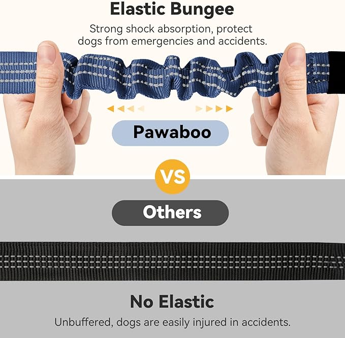 Pawaboo 2Pack Dog Seatbelt for Car, 3-in-1 Dog Car Seat Belt, Shockproof Dogs Tether with Buckle & Hook Latch, Adjustable Reflective Dogs Cars Harness Leash with 360° Lockable Buckle, Indigo/Black