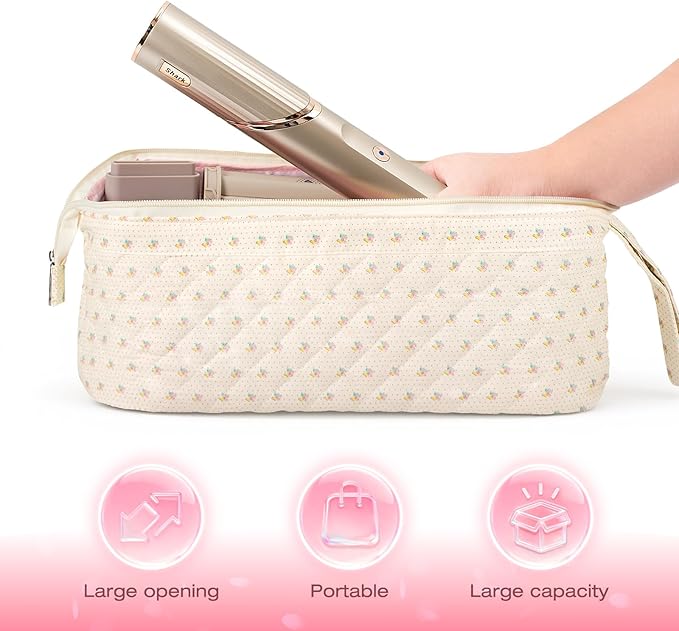 Quilted Hair Tool Travel Bag, Shark Flex Style Travel Case For Dyson Hair Dryer Airwrap Bag, Curling Iron Bags Quilted For Shark Dyson Revlon Organizer Accessories (A-Flower)
