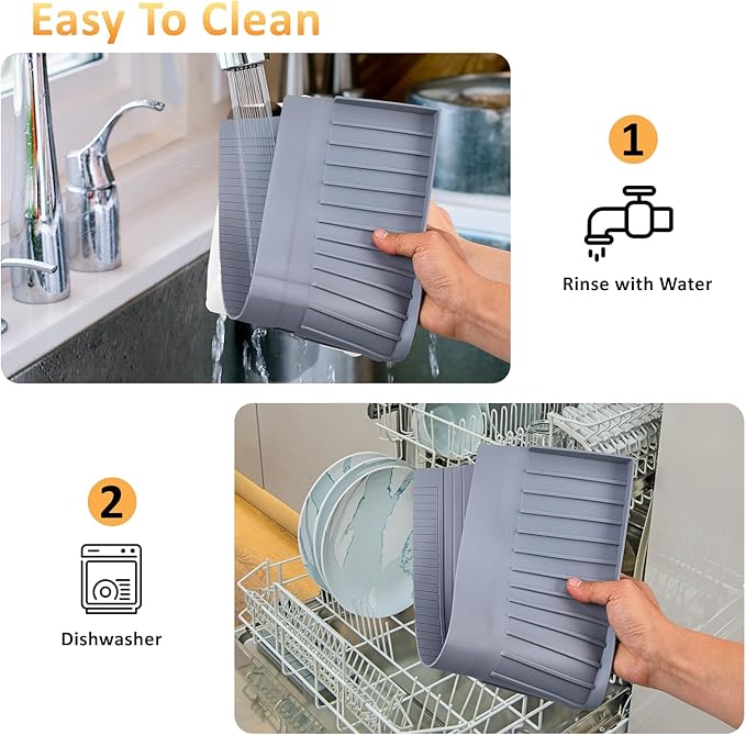 AyNirser Sink Edge Protector with Suction Cup 4"x14", Silicone Sink Splash Guard for Kitchen & Bathroom, Protect Countertop from Scratches, Stains, for Stainless Steel Granite Quartz-Grey