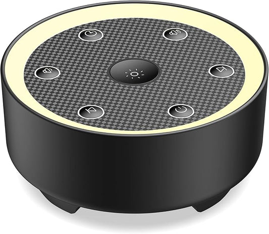 Sleep Sound Machine with White Noise, 24 Soothing Sounds & Max 8H Timer for Baby and Adult. Recessed Night Light Button, Dimmable Light, Plug in