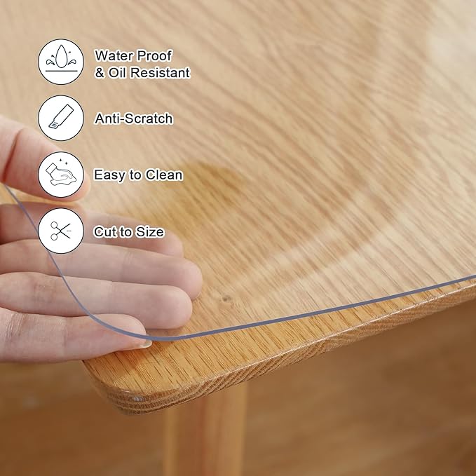 LovePads Clear Table Cover Protector, 28 x 54 Inch 2mm Thick Plastic Table Cover, Table Protector for Dining Room Table, Waterproof Dresser Cover Top for Kitchen, Coffee, Writing Desk