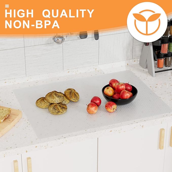 FLPMlX Clear Cabinet Shelf Liners: Waterproof Kitchen Drawer Liner 12"x 120" - Easy to Cut Non-Adhesive Bathroom Cupboard Mat for Pantry Shelves Refrigerator Translucent