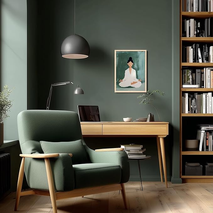 GELDSTEI Wood Framed Zen Wall Art, Tranquil Meditation Wall Decor, Yoga Girl Canvas Painting, Spiritual Aesthetic Picture, Calming Mindfulness Poster Print for Living Room Spa Yoga Studio 12"x16"