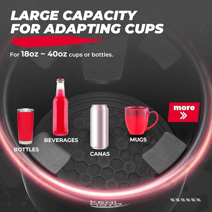 KEMIMOTO Universal Cup Holder Expander - Fits Hydro Flask, Yeti, 18-40oz 3.0in-3.8in Diameter Bottles - fit 3.2in Diameter Cup Holder for Car, RV, Truck, UTV, Golf Cart