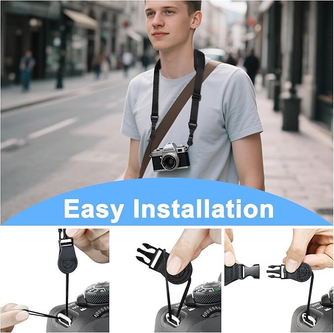 TIMISM Shoulder Strap with Pad, 2 Sets of Quick Release Buckles, Adjustable between 39" to 63", Replacement Comfortable Neck Lanyard for Camera, Tablet, iPad, Laptop, Binocular, Luggage Bag, Black