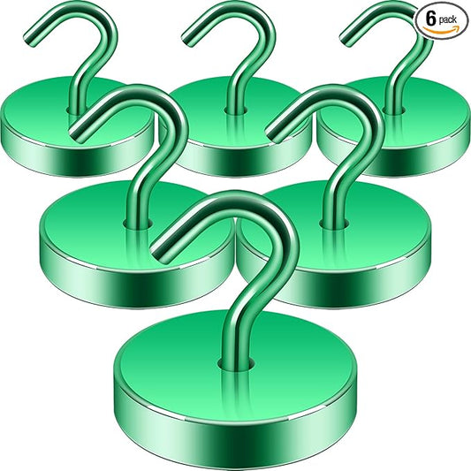 Neosmuk Magnetic Hooks, Cruise Ship Essentials, 100lb+ Heavy Duty Magnetic Hooks for Cruise Cabins, Refrigerator, Grill, Hanging, and Travel | Extra Strong Must-Haves Magnet Hook,Green