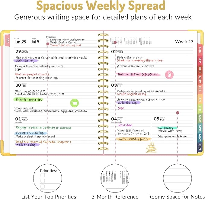 Forvencer Academic Planner 2026-2027, Hardcover Calendar Planner Weekly & Monthly, July 2026 - June 2027, 8.5" x 11", Daily Agenda with Tabs, College School Organizer for Student Teacher, Dark Green