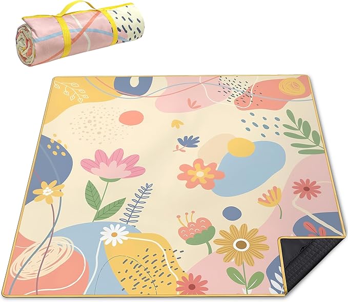 Extra Large Picnic Blankets Waterproof Foldable (80 "x 80") Beach Blanket Waterproof Sandproof,3-Layer Thicking Mat Outdoor Packable Camping Blanket(Bohemian)