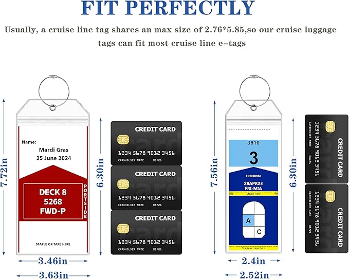 8 Pack Luggage Tags Travel Essentials & Cruise Essentials for NCL, Princess, Carnival, Royal Caribbean & Celebrity Cruise Ships by SEAVILIA