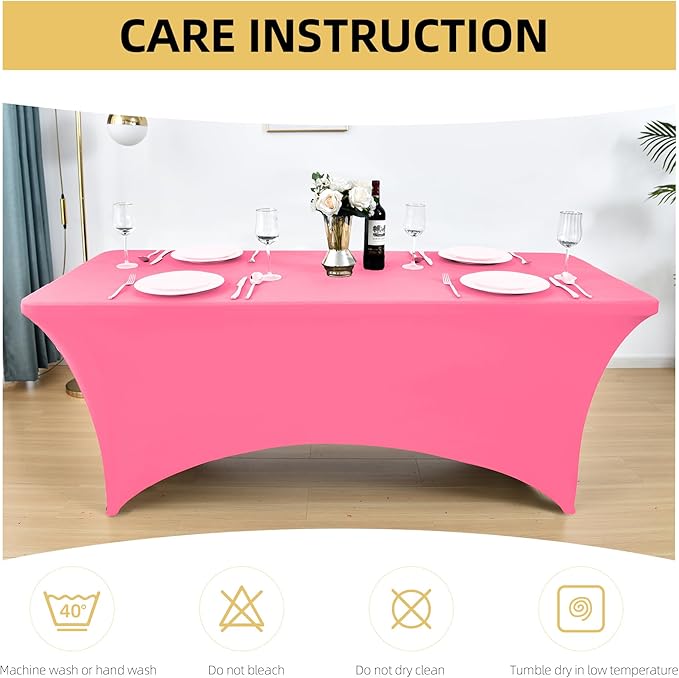 ZarzaaSik 2-Pack 6ft Spandex Table Covers for Rectangle Standard Folding Tables - Wrinkle Resistant Stretch Tablecloths - Ultimate Fitted Table Protector for Parties, Trade Shows, Banquet