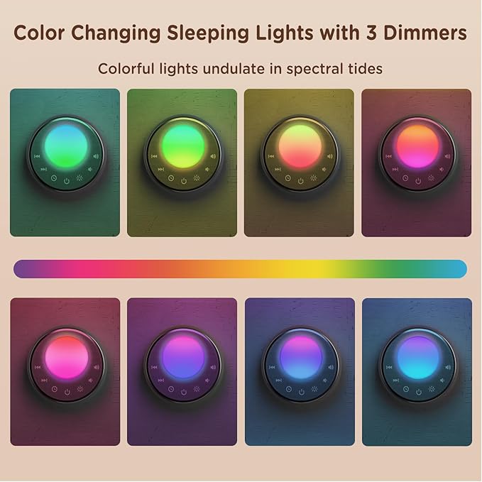 Peakeep White Noise Portable Sound Machine Sleeping Light for Adults Baby, Loud Clear Speaker, 25 Hours Continuous Audio 27 Noise Fan Nature No-looping Sounds, 30 Volume, Battery Operated