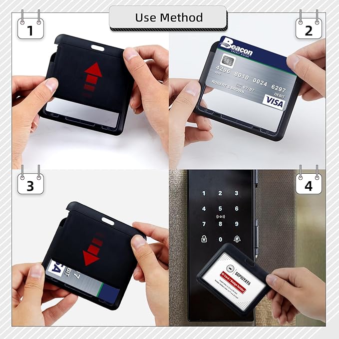 6 Pack Sliding Horizontal Badge Holder Hard Plastic Key Card Work Badge Sleeve for Office School Factory Teacher Student (White)