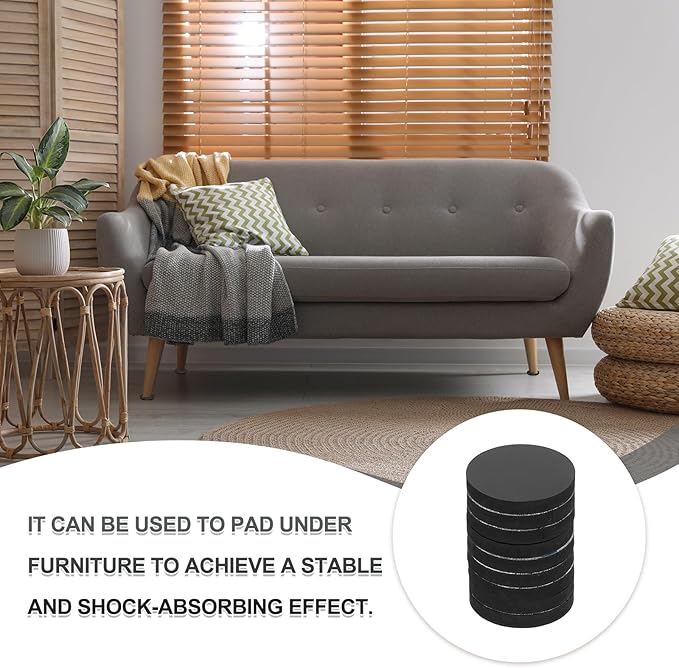 PATIKIL Non-Slip Furniture Pads 1-9/16" (40mm x 5mm), 10 Pcs Adhesive Backed Round Rubber Feet Anti-Scratch Rubber Furniture Grippers for Hardwood Floor, Electronics, Bed, Drawers, DIY