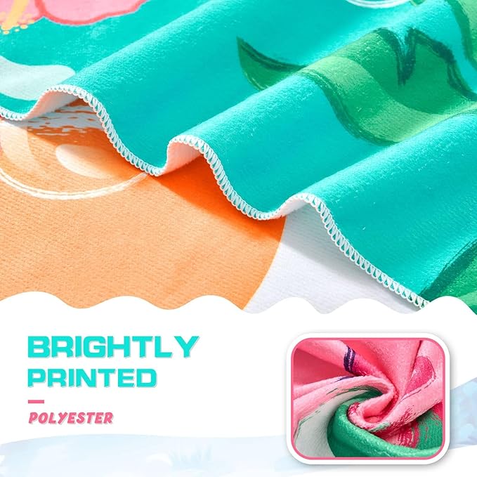 WERNNSAI Beach Towel for Kids, 30”x 60”Axolotl Quick Dry Sand Free Kids Beach Towel for Girls Personalized Beach Towel Pool Camping Travel Towel Soft Beach Blanket Bath Shower Towel