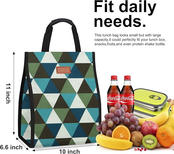 Lunch Bags for Women Insulated Reusable Lunch Tote with Internal Pocket, Lunch Tote bag for Work (Triangle)