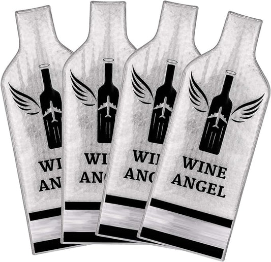 [UPGRADED PROTECTION] 4 Set (8 pcs) Reusable Wine Bags for Travel, Wine Travel Protector, Bottle Travel Sleeve Case For Airplane, Car, Cruise, TRIPLE Protection Luggage Leak-Proof Safety Impact Resist