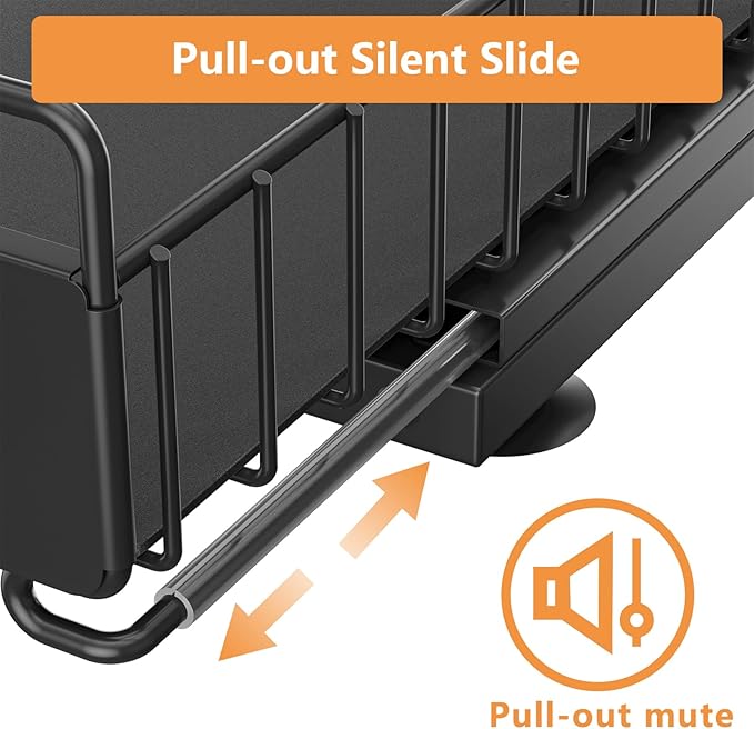 Under Sink Organizer, Height-Adjustable 2-Tier Under Kitchen Sink Organizer, Multi-Purpose Storage Shelf for Kitchen Bathroom Cabinet, Black