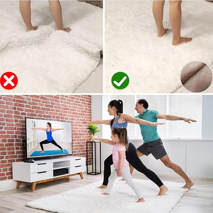 Non SlipGripper Pad for Hardwood Floors, Area Rug Pads for Tile Floor, Under Carpet Anti Skid Mat, Keep Your Rug Safe in Place,Can be Cut to Any Size (White, 79x55inch)