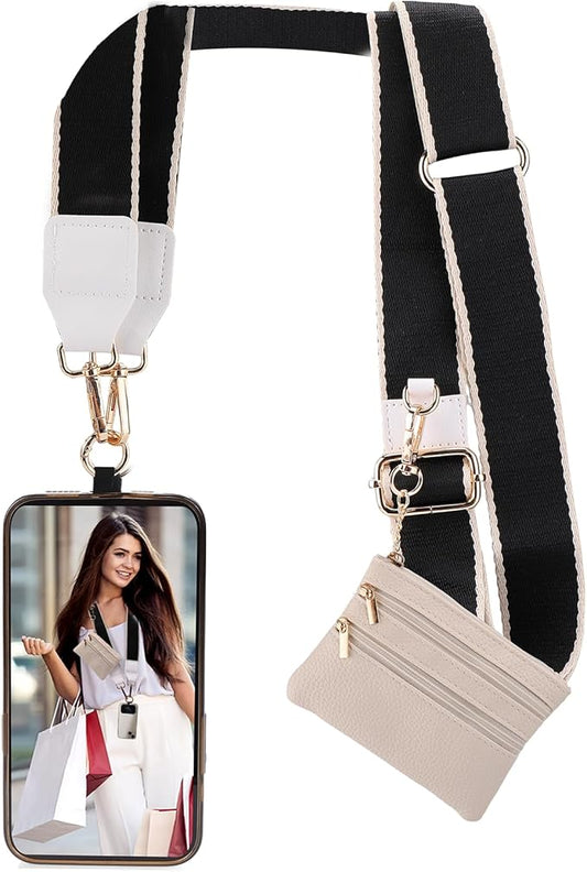 XANGNIER Clip and Go Strap for Phone with Wallet Crossbody, Phone Strap with Zippered Wallet, Adjustable Anti Theft Cellphone Lanyard for Women, Cellphone Chain Accessories,Multicolor 11
