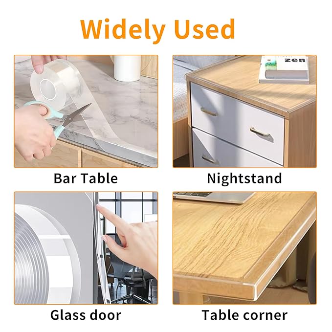 2-Pack Baby Proofing Edge Protector for Baby, 2in x 9.84Ft, Clear Edge Protector Strip Sharp Edge Wrap Cover Tape, Corner Bumpers for Furniture, Crib Rail Covers for Teething