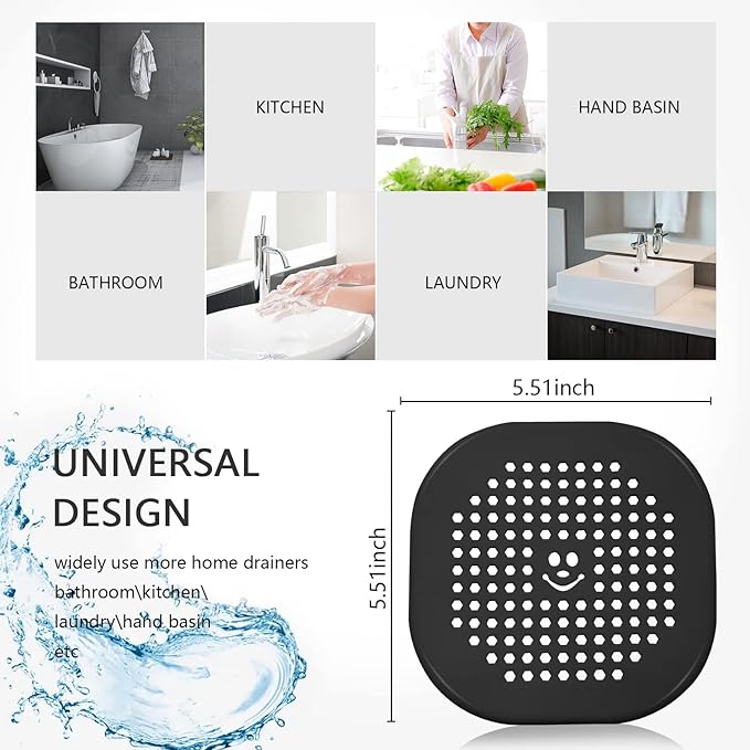 2 Pack Drain Hair Catcher Silicone Drain Protector Hair Stopper with Suction Cup for Shower Kitchen Bathroom Rose Red Set of 2