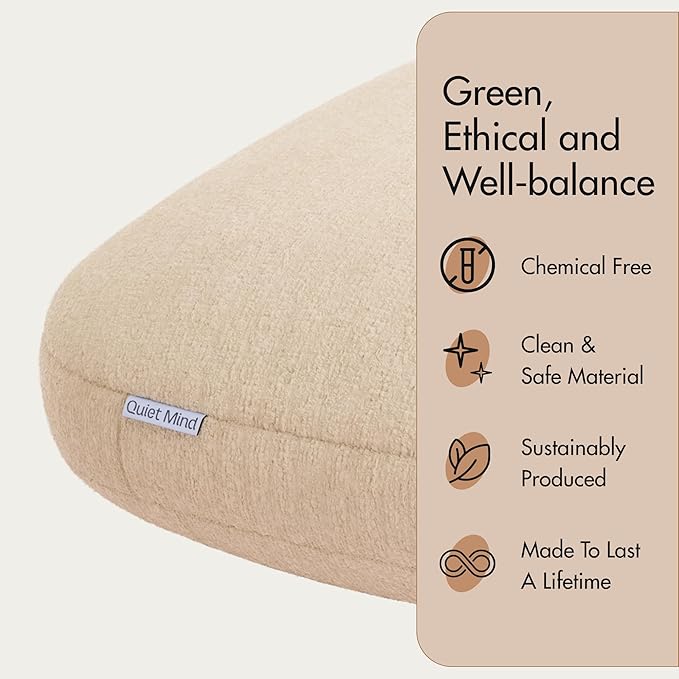 Quiet Mind Weighted Pillow for Adults 6 Lbs - Get Better Sleep - Sustainably Made and Chemical Free - Machine Washable (Small, Cashew)
