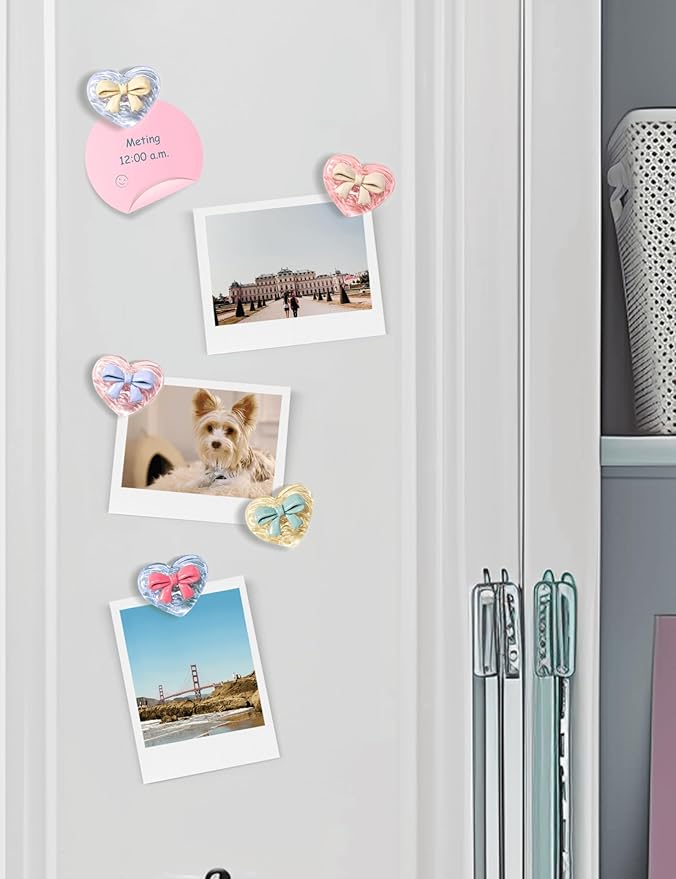Mymazn 12 pcs Fridge Magnets Cute Refrigerator Magnets, Decorative Colorful Magnets for Whiteboard, Locker & Classroom, Heart Magnets for Home Office