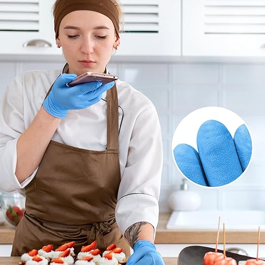 SwiftGrip Disposable Nitrile Exam Gloves, Blue, Nitrile Gloves Disposable Latex Free, Medical Gloves, Cleaning Gloves, Food-Safe Rubber Gloves, Powder Free, Non-Sterile, 100-ct Box (Medium)