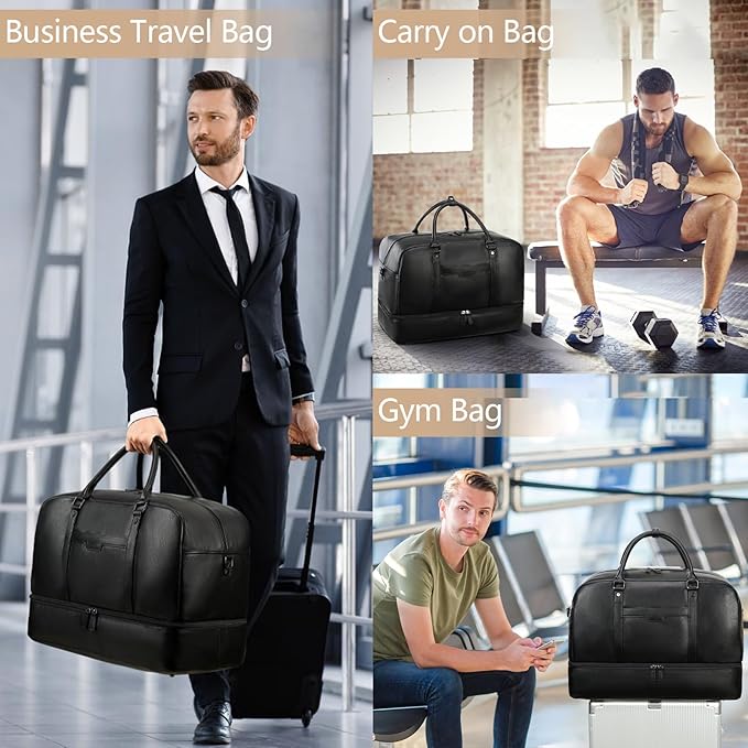 Wogarl Weekender Bag for Women Men Large Overnight Bag Travel Duffel Bag with Shoe Compartment Toiletry Satchel Bag Carry On Bag Fits 21" Laptop