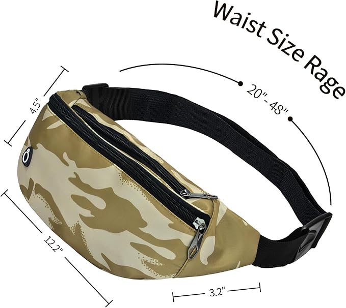 Fanny Packs for Men and Women, Waterproof Sports Waist Pack Bag for Travel Hiking Running Hands-free