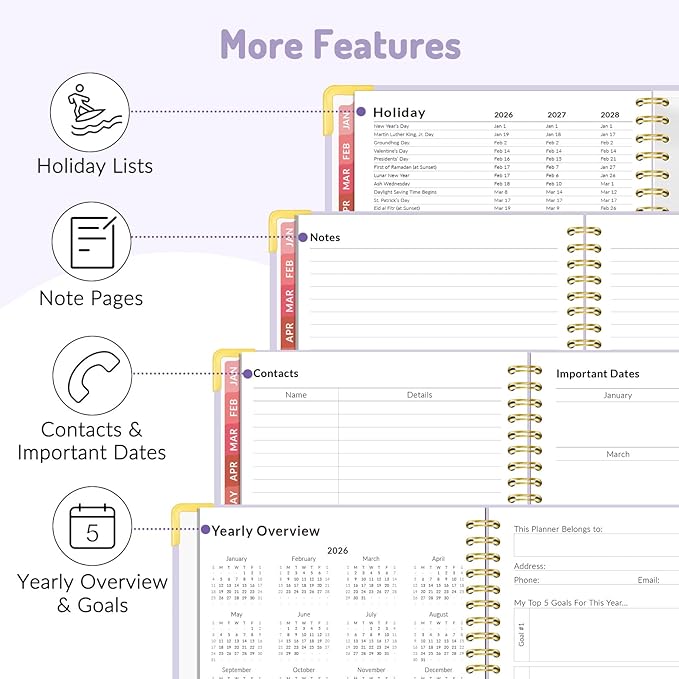 2026 Planner, Forvencer Calendar Planner Weekly and Monthly, Jan 2026-Dec 2026, 8.5" X 11", Hardcover Agenda Book, Daily Journal Organizer with Inner Pocket, Notebook for Office School, A4, Off-white