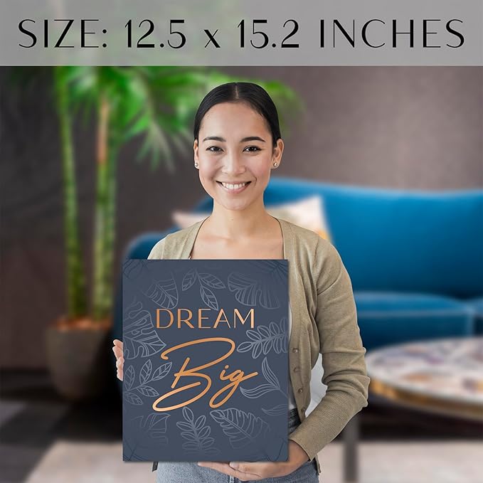 Inspirational Wall Décor for Office, Bedroom, Living Room - 3pc Motivational Poster Set - Framed Canvas - 12.5 x 15 Inch Wall Art