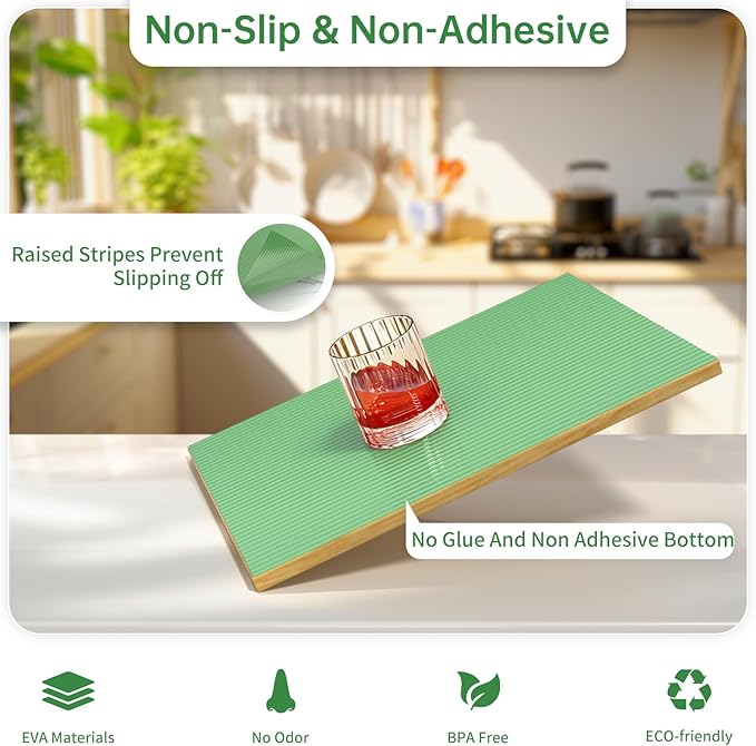 Shelf and Drawer Liner for Kitchen Cabinet, Non-Adhesive 12in x 120in Waterproof Durable Thickened EVA Material Easy-to-Cut Contact Paper Non Slip Mat for Refrigerator, Cupboard, Dresser
