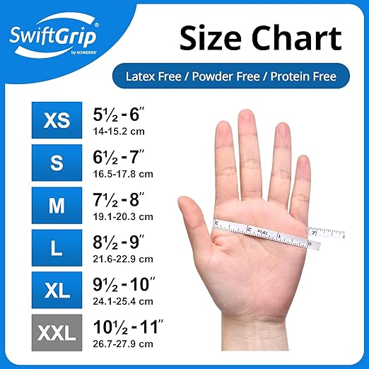 SwiftGrip Disposable Nitrile Exam Gloves, Blue, Nitrile Gloves Disposable Latex Free, Medical Gloves, Cleaning Gloves, Food-Safe Rubber Gloves, Powder Free, Non-Sterile, 100-ct Box (Medium)