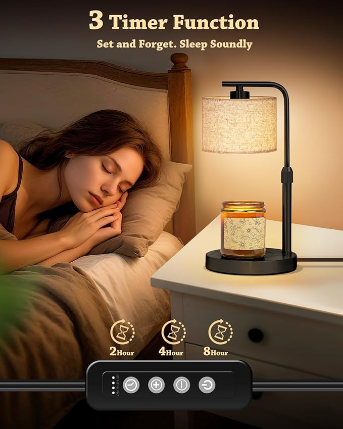 Candle Warmer Lamp with Timer Dimmer, Height Adjustable Electric Candle Lamp Warmer with 2 Bulbs, Birthday Gifts for Women Mom, Gift for Home Decor