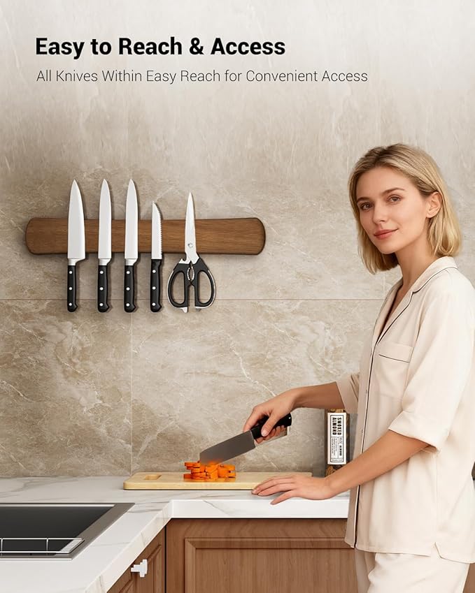 Magnetic Knife Holder for Wall, 12 Inch Wood Strong Magnetic Knife Strip, Small Kitchen Storage Space Savers, Rv Apartment Farmhouse Accessories Organizer, Housewarming Gifts for New Home