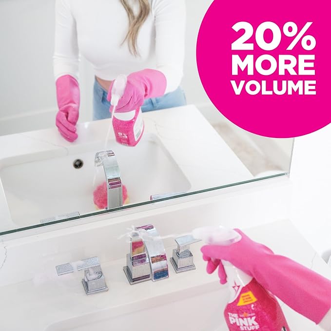 Stardrops - The Pink Stuff Miracle Bathroom Foam Cleaner, 30 fl oz – Now 20% More! Powerful Foaming Action for Showers, Sinks, Tubs & Tiles – Removes Soap Scum, Limescale & Grime with Ease (Pack of 2)