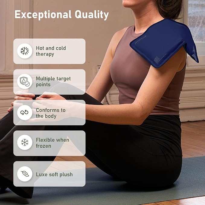 Medium Flexible Gel Ice Packs Reusable - Hot and Cold Soft Ice Packs for Injuries Reusable for Ankle, Arm, Foot, Leg, Back Pain Relief - 8" x 12" - Blue