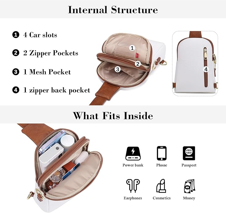 INICAT Small Sling Bag for Women Everyday & Travel Crossbody Bags Lightweight Cross Body Purses Vegan Leather
