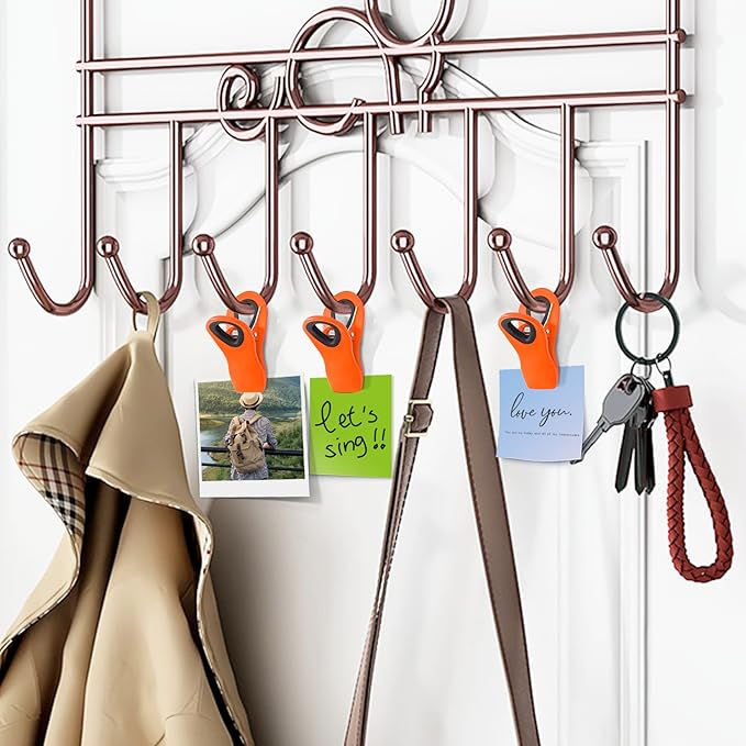 FINDMAG 12 Pack Big Chip Clips, Orange Magnetic Clip for Plants, Edge Clamp, Plastic Snack Clips for Bags, Food Sealing Clip with Magnet for Chips, Snacks, Fridge and Food Organization
