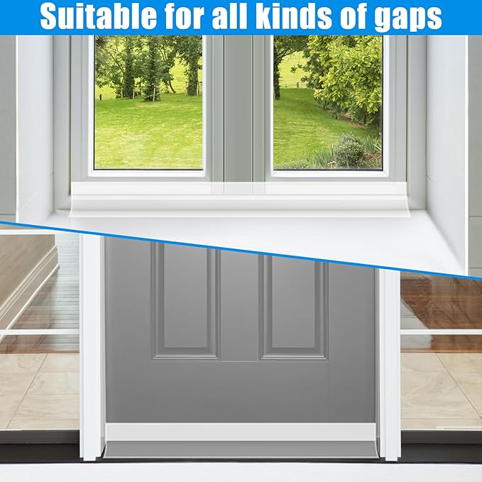 Draft Seal Tape for Doors and Windows 1 in x 40 Ft Silicone Weather Stripping Extra Thick 2mm Door Seal Strip with Strong Adhesive Draft Insulation Stopper Side Seal - Clear