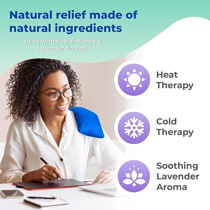 Microwavable Heating Pads for Lower Back, Neck, and Shoulder Pain Relief - Moist Microwave Heating Pad for Muscles and Joints - Microwave Hot Pack Heat Pad for Cramps - 2 Packs Blue - Lavender Scent