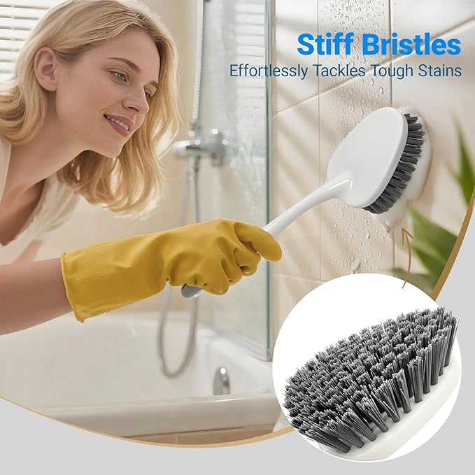 SSINBOANGI 2 Pack Heavy Duty Scrub Brush Set with Hard Bristle, Cleaning Brush Designed for Bathroom, Shower, Bathtub, Tub, Carpet, Floor, Grout, Tile
