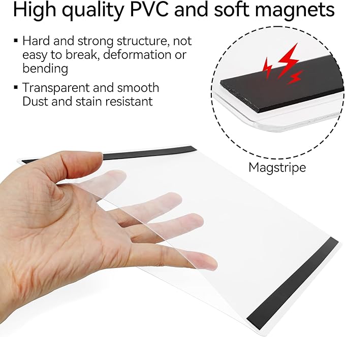 15 Pcs 8 1/2'' x 11'' Rigid Magnetic Sign Holder Magnetic Frames Clear Plastic Paper Holder with Magnet Borders Magnetic Document Holder (15Pcs)