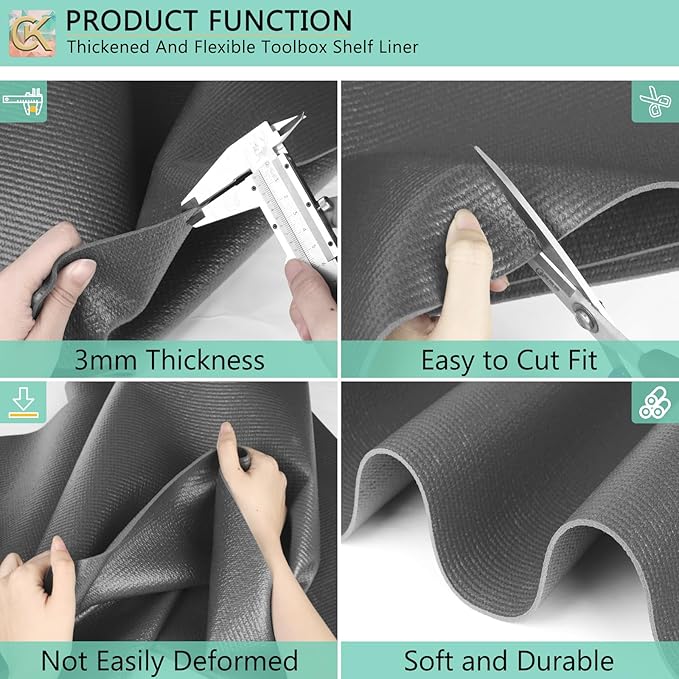 Foam Toolbox Liner Shelf Liner, Thickened Durable Pad Tool Box Mat for Protecting Your Tools, Work Surfaces, Garage, Chest -Gray 3mm Thickness, 16 inch*6 ft