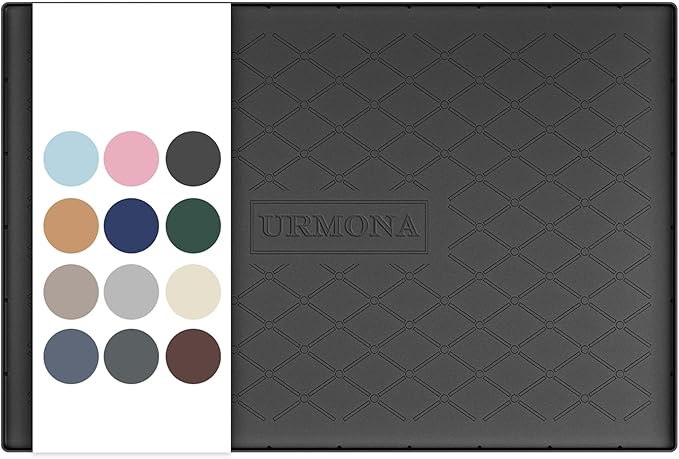 URMONA 31" x 22" Waterproof Silicone Mat in Multiple Sizes & Colors, Under Sink Mat for Kitchen & Bathroom, Pet Food Pad for Dogs & Cats, Kitchen Cabinet Liner, Multi-Purpose for Storage (Black)