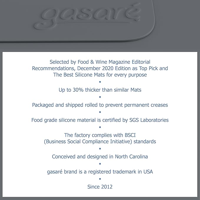 GASARÉ, Set of 2, Extra Large, Thick, Silicone Mats for Kitchen Counter, Heat Resistant Mats, Countertop Protector, Non-Slip, Easy to Clean, 25 x 17 Inches x 1.4mm, Gray