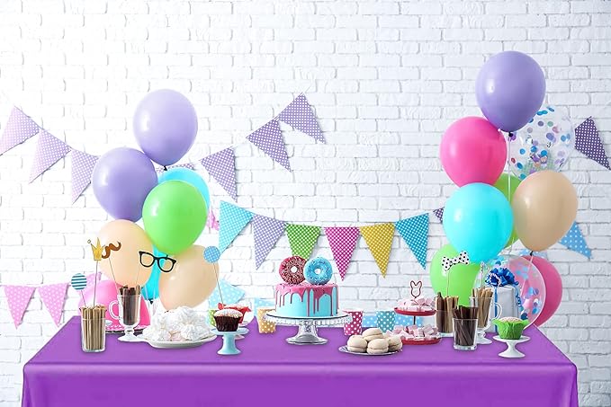 DecorRack 2 Rectangular Tablecloths BPA-Free Plastic, 54 x 108 inch, Dining Table Cloth, Rectangle Table Cover for Parties, Picnic, Camping and Outdoor, Disposable or Reusable, Purple (2 Pack)