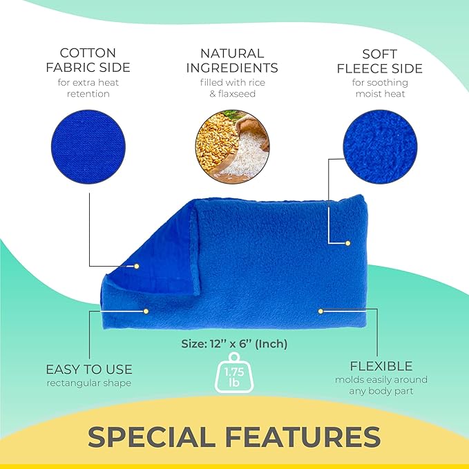 My Heating Pad for a Better Comfort - Moist Microwavable Heating Pads for Joint Pain and Sore Muscles - Microwave Hot Pack Heat Pad for Cramps - Chilled or Heated Pad Therapy Pillow - 2 Packs Blue