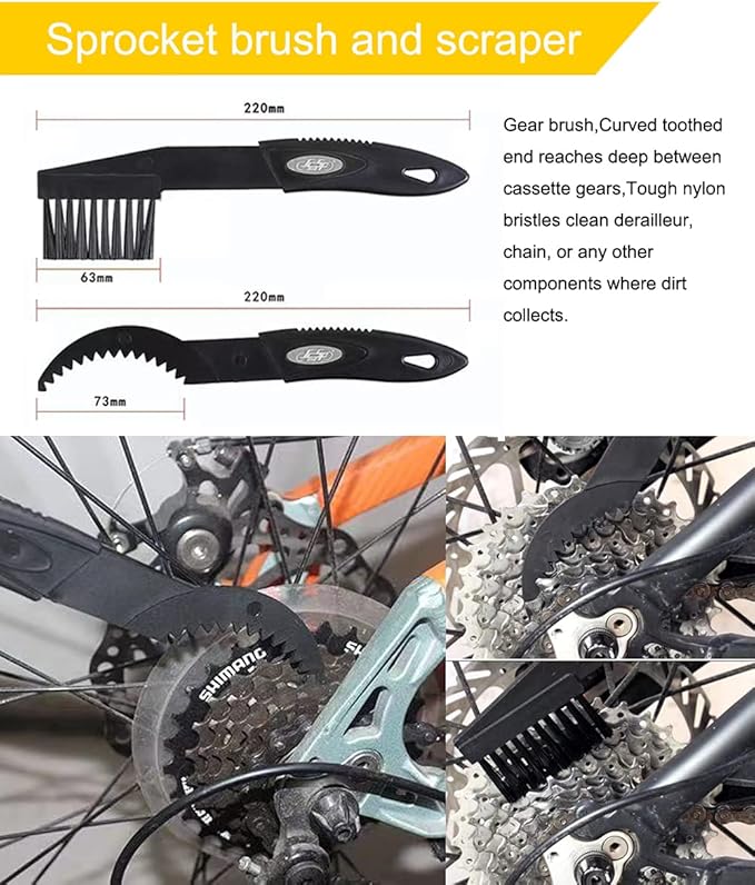 Bike Chain Lubricant Oil and Cleaner Set - 2oz Wet Lube & 19oz Degreaser with Chain Scrubber Brush Tool for Bicycle Maintenance Care Kit